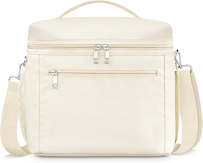 DALINDA Lunch Bag Cooler Bag Lunch Box for Women Men, Insulated Leak Proof LunchBox Lightweight for Picnic,Grocery,Beach,Camping,Travel,Work,Light Beige Cream