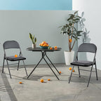 DUMOS 4 Pack PU Leather Padded Folding Chair, Indoor Outdoor Portable Stackable Seat with Steel Frame, for Home, Office, Party, Dining, Black
