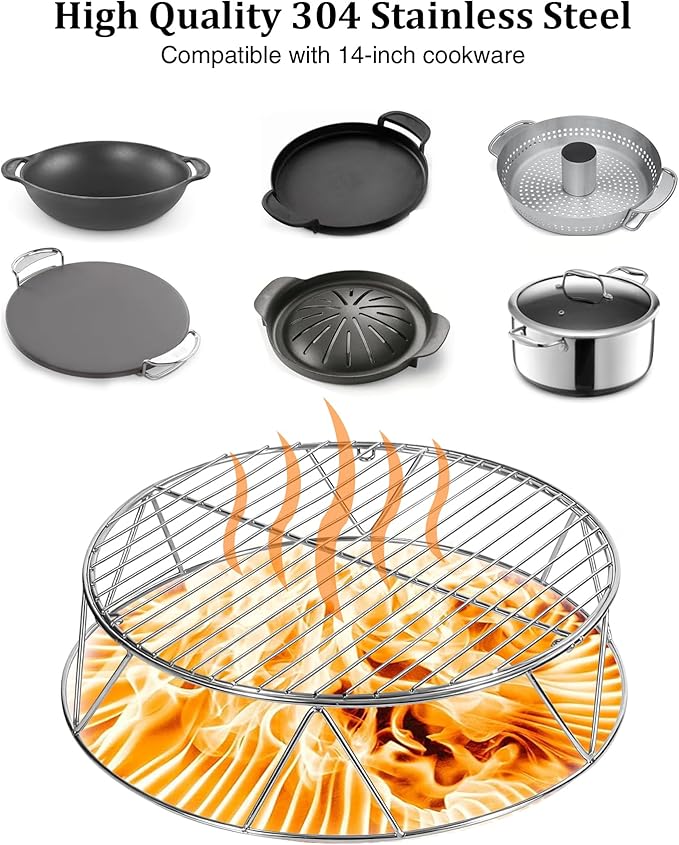 REDCAMP Campfire Grill Grate Top Shield for Solo Stove Bonfire 19.5'' Fire Pit, Stainless Steel Fire Pit Stand and Grill Cooking Grate,Round Cooking Grill Grate for Outdoor BBQ Campfire Picnic Party