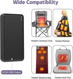 5V2A Battery Pack for Electric Heated Camping Chair, Heated Blanket, Hunting Seat Pad, Sleeping Bag USB Power Bank Camping Work Power (Black, Milliamp Hours, 10000)