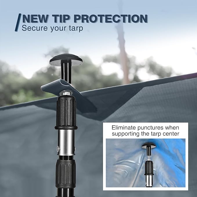 REDCAMP Aluminum Adjustable Camping Tarp Poles, Set of 2, 36in to 90in Telescoping Lightweight Waterproof Tent Poles, Multi-Purpose Extension Paint Roller/Gutter Cleaning/Duster Pole, Black