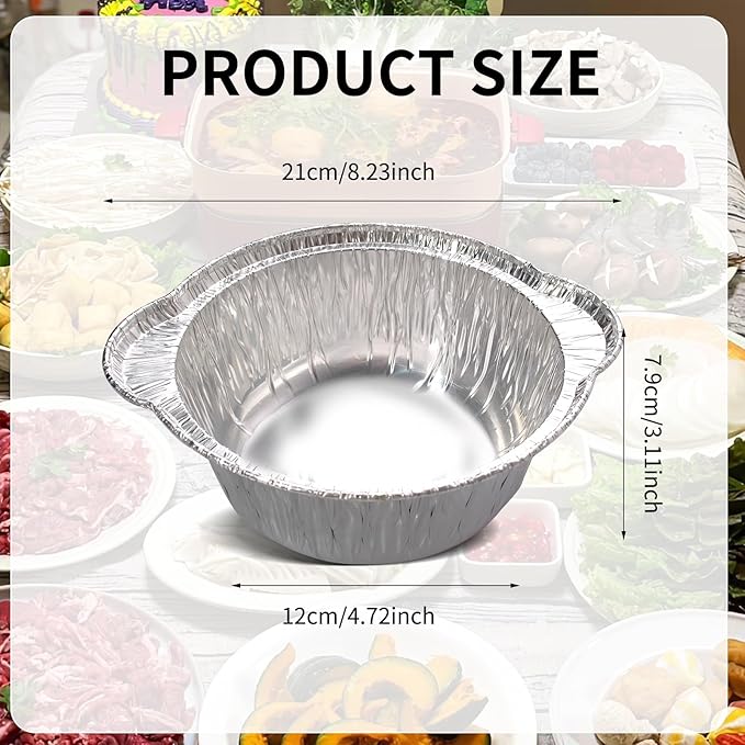 28 Pcs Disposable Aluminum Pot with Lid Round Foil Pans for Cooking, Baking, and Heating Food Container for Vacation, Camping, and Party Supplies (33.8 oz)