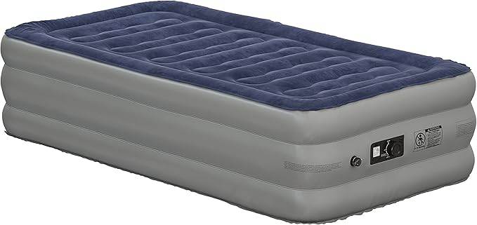 EMMA + OLIVER 18 Inch Twin Size Raised Inflatable Air Mattress with Internal Electric Pump