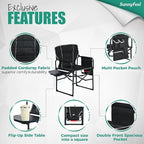 SUNNYFEEL Oversized Camping Directors Chair 1 Pack, Portable Folding Lawn Chairs for Adults Heavy Duty with Side Table,Pocket for Beach, Fishing,Picnic,Concert Outdoor, Foldable Camp Chairs