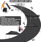 COBIZI 10x20 Pop Up Canopy Without Sidewall,Heavy Duty Canopy UPF 50+ All Season Wind Waterproof Commercial Outdoor Wedding Party Tents for Parties Canopy Gazebo with Roller Bag(10 x 20 ft Black)