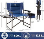 Timber Ridge XXL Oversized Directors Chair 600lbs - Heavy Duty Camping Chair with Cooler Bag & Table, Portable Folding Chair with Wide Seat for Tailgating, Patio, Outdoor - Blue (2 Pack)