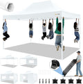 HOTEEL Canopy Tent 10x15 Heavy Duty Pop Up Canopy with Sidewalls, Party Tent with Roller Bag for Event Wedding, Upgraded Commercial Waterproof Instant Canopy, Thick Hexagonal Legs, UPF50+, White
