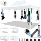 HOTEEL Canopy Tent 10x15 Heavy Duty Pop Up Canopy with Sidewalls, Party Tent with Roller Bag for Event Wedding, Upgraded Commercial Waterproof Instant Canopy, Thick Hexagonal Legs, UPF50+, White