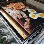 only fire Universal Stainless Steel Cooking Griddle, Flat Top Plate Insert with Grease Groove and Handles for Gas and Charcoal Grills, Tailgating, Camping and Parties, 23" x 16"
