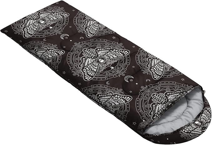 HOSIMA Butterfly Sleeping Bags for Adults and Kids for Camping,Black Gothic Ultralight Sleeping Bag for Cold Weather Summer.