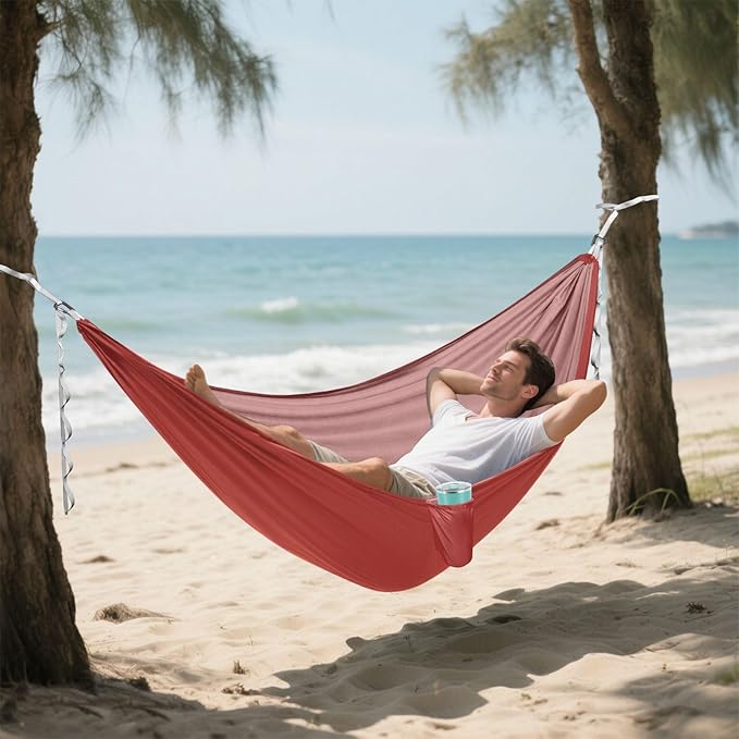 Brown Plain Camping Hammock Swing Hammock for Camping Travel Accessories