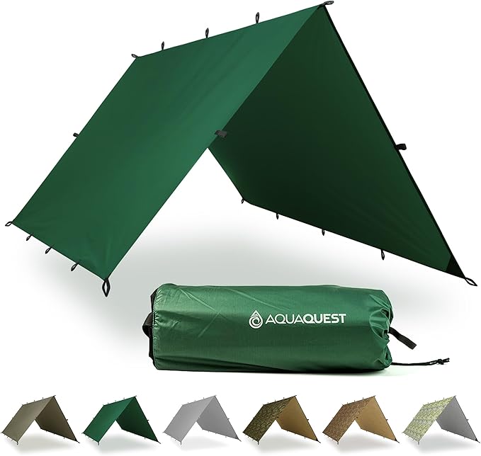 AquaQuest Safari Tarp – Lightweight Waterproof (5,000mm) Seam-Taped Ripstop Rain Fly for Backpacking, Thru-Hiking & Hammock Camping