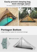 3F UL Gear Lanshan PRO Lanshan Ultralight Tent Ultralight Tent 3-Season Backpacking Tent for 1-Person or 2-Person Camping, Climbing, Hiking, Trekking, Kayaking (for 1 Person, Khaki- 4 Season)