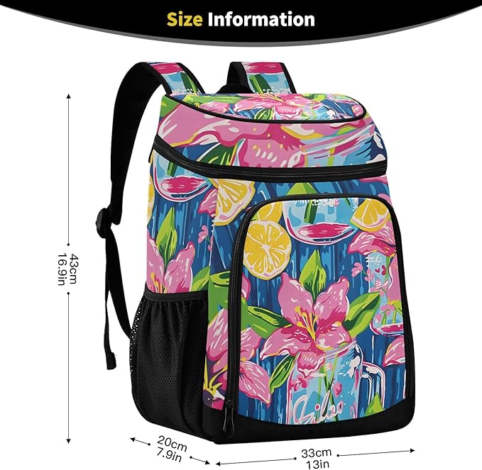 Tropical Pineapples Fruits Cooler Backpack Insulated Leak Proof Beach Cooler Bag Soft Lunch Picnic Hiking Camping Backpack Cooler