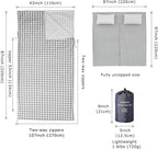 100% Cotton Sleeping Bag Liner with Full Length Zipper on 3 Sides; Single/Double Adult Sleep Sack for Travel & Camping, Multifunctional Travel Sheets (Unzipped 87”x87”) for Hotel, Lightweight