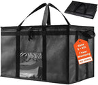 NZ home Insulated Bags for Food Delivery (3XL) Grocery Shopping Cooler Bag, Pizza Delivery, Hot & Cold Catering Tote, Reusable, Foldable & Heavy Duty (10 Pack, Black)