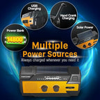 FosPower NOAA Emergency Weather Radio A3 14800mWh Portable Power Bank, AM/FM, USB/Solar/Hand Crank Charging, SOS Alarm & Flashlight for Indoor/Outdoor Emergency - Orange