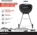 Megamaster 18" Portable Charcoal Barbecue Grill with Adjustable Air Vent, Storage Rack, 245 SQ. In Cooking Area, 2 Wheel Transport BBQ Grill for Camping, Outdoor Cooking, Patios, and More - 810-KY003