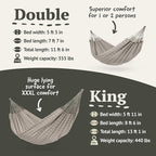 LA SIESTA Brisa Classic Hammock, Handmade, Weather-Resistant, Tear-Resistant Hammock for Indoor & Outdoor Relaxation, Size-King - Almond