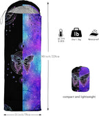 Kids Sleeping Bag for Boys Girls,Black Blue Butterfly-Lightweight Warm Portable Outdoor Indoor-Waterproof Cold Weather Resistant Sleeping Bag for Camping Hiking(Butterfly2)