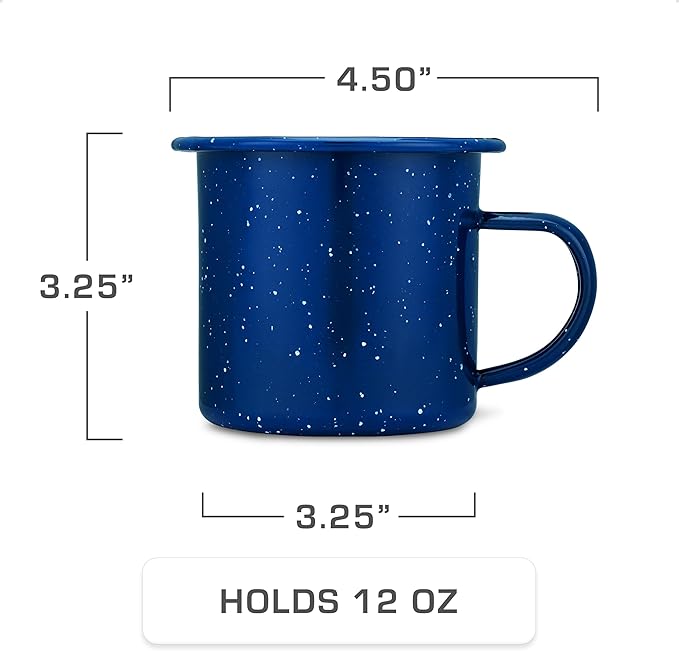 COLETTI Classic Enamel Set Coffee Percolator & Mugs — The Most Nostalgic Camping Coffee Pot, Now Modernized [Blue Enamel, 12 Cup Percolator Coffee Pot & Set of 4 Mugs]