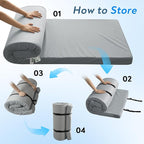 Memory Foam Camping Cot Mattress Pad, 3 Inch Thick Sleeping Pad with Waterproof Cover, Portable Roll up Cot Mattress Pad Mat for Travel Truck Bed Tent, Non-Slip Bottom, 72"×24"×3", Gray