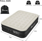 YITAHOME Full Air Mattress with Built-in Pump, 18-Inch Foldable Inflatable Bed with Carry Bag and Repair Patch, Deluxe Raised Air Mattress for Home, Travel, and Camping, Black