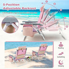 Goplus Beach Chair, Folding Backpack Beach Chairs for Adults with 5 Positions, Head Pillow, Cooler Bag, Towel Bar, Cup Holders, Sunbath Sling Tanning Lounge, Foldable Layout Camping Chairs