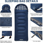 KingCamp 45°F Kids Sleeping Bag, Lightweight Waterproof & Compact Flannel Sleeping Bags Cold Weather & Warm Youth Essentials Gear Accessories for Camping, Fits 10-12 Children up to 4'7"-5'5" Tall