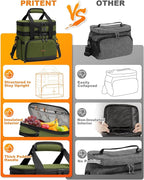 Lunch Box For Men Women Double Deck Insulated Lunch Bag For Men Woman Leakproof Expandable Cooler Bag with Adjustable Shoulder Strap for Work Shool Picnic(Green,Medium)