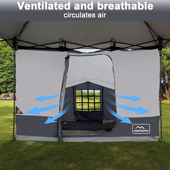 KAMPKEEPER 2 Person Canopy Side Tent, Camping Tent for 10x10 Canopies, Easy Up Cube Tents Gazebo Room with Mesh Window for Camping, Storage, Events(Canopy Not Included)