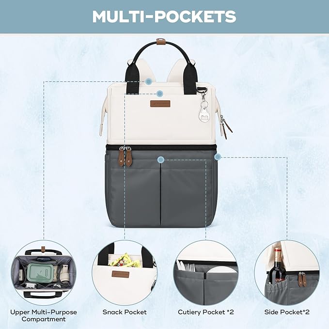 Maelstrom Cooler Backpack, 36 Cans Insulated Backpack Cooler, Soft Leakproof Double Deck Cooler Bag, Lightweight Lunch Backpack for Men & Women,Perfect for Beach Travel, Camping & Work