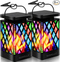 Solar Lanterns-Sunklly Hanging Solar Lights Color Changing & Fixed 9 Modes Waterproof Hanging Lanterns Outdoor Lights Flickering Flame Camping Lanterns Decoration for Garden Patio Pathway(2 Pack)