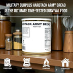 Military Surplus Freeze-Dried Hardtack Army Bread – 34 to 36 Hardtacks per Can (31.5 oz) – Ready to Eat – #10 Can – Long-Term Emergency Survival Food – 30+ Year Shelf Life – Made in USA – Ideal for Camping & Prepping Pack of 1