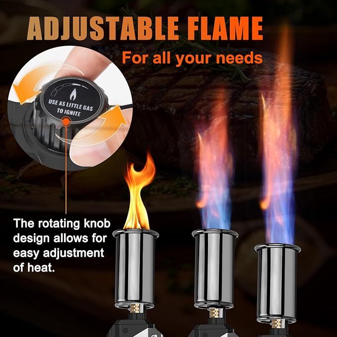 Adjustable Propane Torch Gun – High-Temperature Flame Thrower for Soldering, Welding, Gardening, and Outdoor Cooking – Detachable Design, Easy to Use and Portable (Silver-Black)