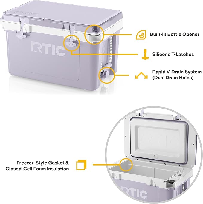 RTIC Ultra-Light 32 Quart Hard Cooler Insulated Portable Ice Chest Box for Drink, Beverage, Beach, Camping, Picnic, Fishing, Boat, Barbecue, 30% Lighter Than Rotomolded Coolers