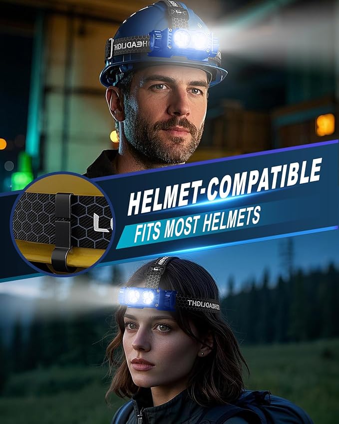 Headlamp Rechargeable 2PCS,4500L Super Bright Light Bright LED Rechargeable Headlight with White Light, Waterproof Head Lamp with Headband for Outdoor Camping, Hiking,Camping Essentials,Working