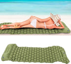 Camping Sleeping Pad Mat, Foot Press Inflatable Cushion Mattress, Sturdy 40D Nylon Fabric, TPU Laminate, for Tent Hiking Travel, Lightweight Compact, Easy to Store (Green)