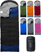 Single Sleeping Bag for Adults Kids 3-Season, Lightweight Waterproof Ripstop, Dual Zipper Bottom Vent, Compression Sack, Portable Camping Hiking Backpacking Gear