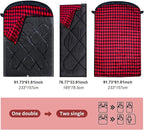 ShinHye Double Sleeping Bag for Adults with 2 Pillows, Camping Sleeping Bags Flannel Cotton 2 Person Sleeping Bags XXL Queen Size Sleeping Bag for Cold Weather