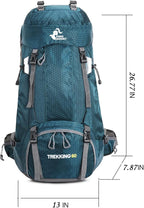 Bseash 60L Waterproof Hiking Camping Backpack with Rain Cover, Large Outdoor Sport Travel Daypack Rucksack for Climbing