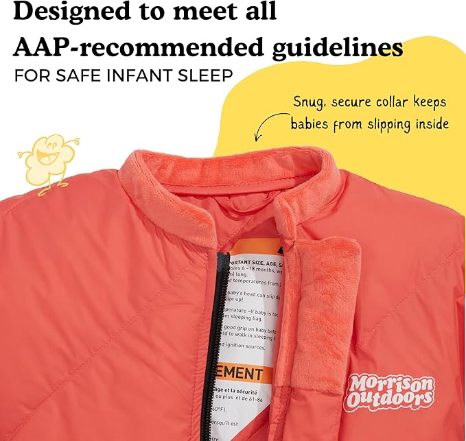 Morrison Outdoors Little Mo 40° Baby Sleeping Bag (6-18 Months) The Camping Sleeping Bag for Babies and Toddlers with Adjustable Open-and-Close Cuffs and Thick, Lofty Insulation.