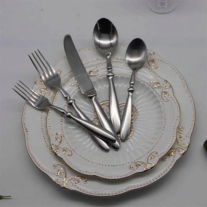 Portable 10-Piece Stainless Steel Flatware Set - Premium Cutlery for Steak & Salad - Durable Western Tableware - Ideal for Camping, Travel, and Home Use