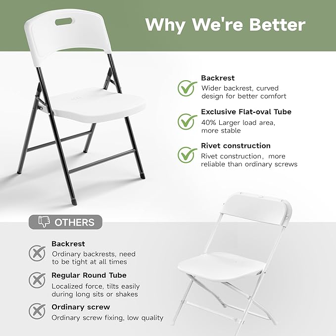 8FT Folding Table Set with 10 Folding Chairs, Heavy Duty 660 lbs Table & 600 lbs Chairs, Portable Folding Furniture Bundle for Camping, Party, Indoor & Outdoor Use