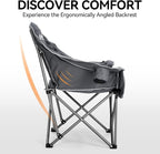 2 Pack Camping Chairs Oversized Padded Camping Chair Heavy-Duty Foldable Camping Chairs with Cup Holder and Cooler Bag Portable Lawn Chair for Sports Outdoors-Support 450LBS, Grey