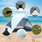 Pop Up Beach Tent for 2/3/4 Person with UPF 50+ UV Protection, Lightweight & Easy Setup Beach Shade Canopy, Wind-Resistant Shelter Portable Cabana for Family Outdoor Picnics Fishing