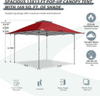 EAGLE PEAK 13x13 Straight Leg Pop Up Canopy Tent Instant Outdoor Canopy Easy Single Person Set up Folding Shelter w/Auto Extending Eaves 169 Square Feet of Shade (Red)