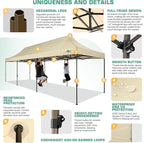 COBIZI 10x30 Pop Up Canopy Heavy Duty with 8 Removable Sidewalls, Commercial Portable Tents for Parties Ez Up Canopy All-Weather Windproof & Waterproof UPF 80+ Wedding Tent