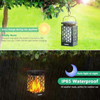 TomCare Solar Lanterns Outdoor Upgraded Flickering Flame Waterproof Hanging Lanterns Decorative Solar Powered LED Lights for Garden Patio Deck Yard, 2 Pack