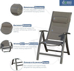 Domi Patio Outdoor Sling Chairs Set of 2 with Moveable Headrest, Folding Chairs Outdoor Reclining Camping Chairs with Armrest Adjustable High Backrest and Padded Textilene Fabric Seat